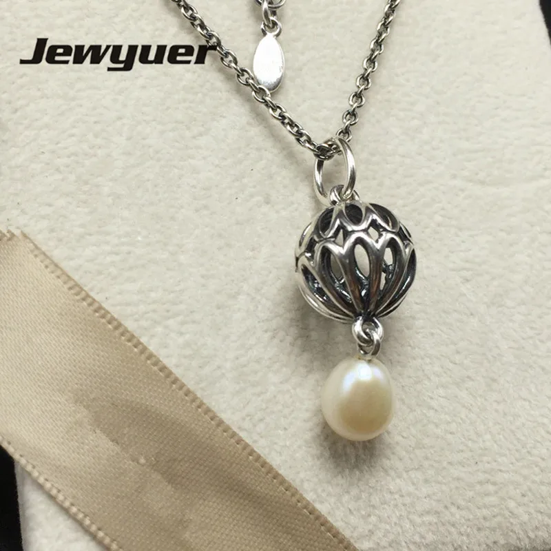 

White Pearl pendant Necklaces for Women 925 Sterling Silver link chain Necklace Women Fine Jewelry Jewyuer NC014