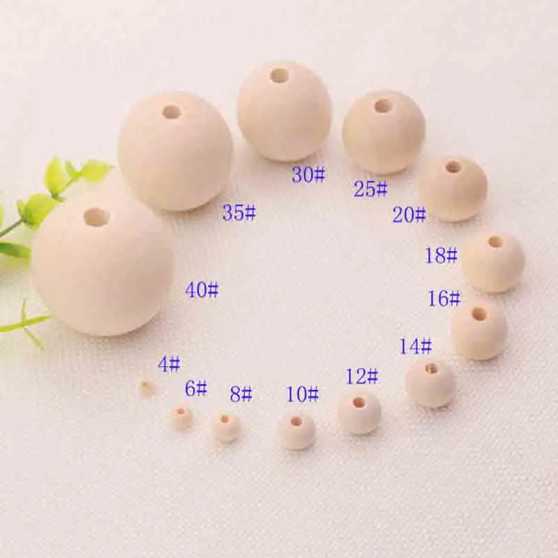 

100pcs/lot Round Natural Unfinished Wooden Beads with Big Hole Spacer Wood Beads for DIY Jewelry Making 4 6 8 10 12 14 16 18mm