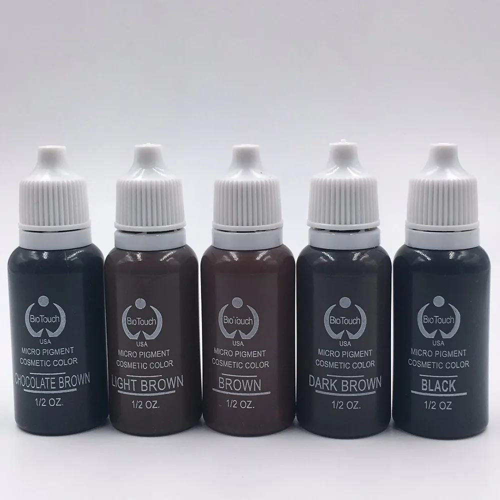 

5Pcs Biotouch Eyebrow&eyeliner& lip Permanent Makeup Tattoo ink brand Micro pigment Lasting Long 15ml cosmetics supply