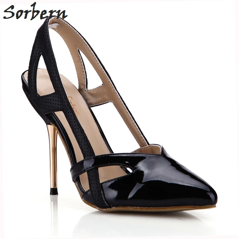 

Sorbern Women Pumps 2018 Pointed Toe Metal Heels 10.7CM High Heel Ladies Dress Shoes Slip On Fashion Party Pumps Shoes