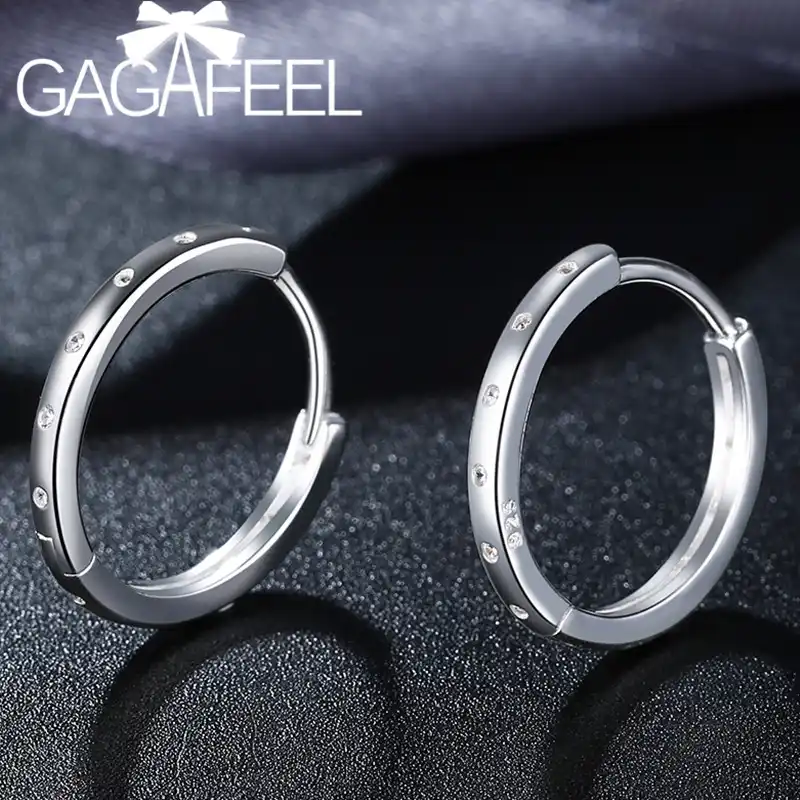 GAGAFEEL прозрачный CZ 925 пробы серебряные серьги ухо обруч для женщин девочек Анти-аллергия круглые серьги романтический рождественский подаро...