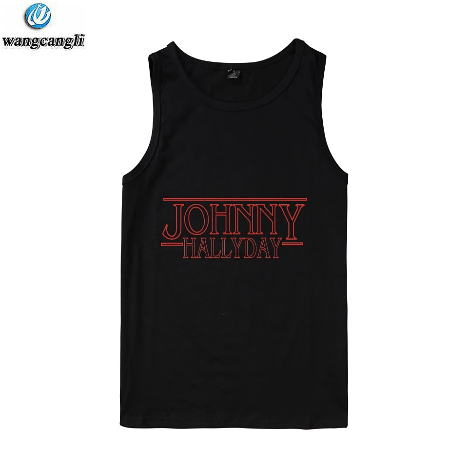 

Johnny Hallyday Rock Star Bodybuilding tank top Men fitness sleeveless shirt fashion workout tank tops Summer vest Gym Clothes