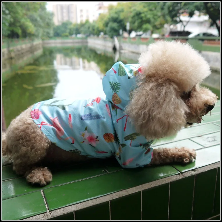 Маленький Средний дождевик для собак и кошек, водонепроницаемые куртки для собак, одежда для чихуахуа, собак, щенков, дождевик, комбинезон - Цвет: flamingo