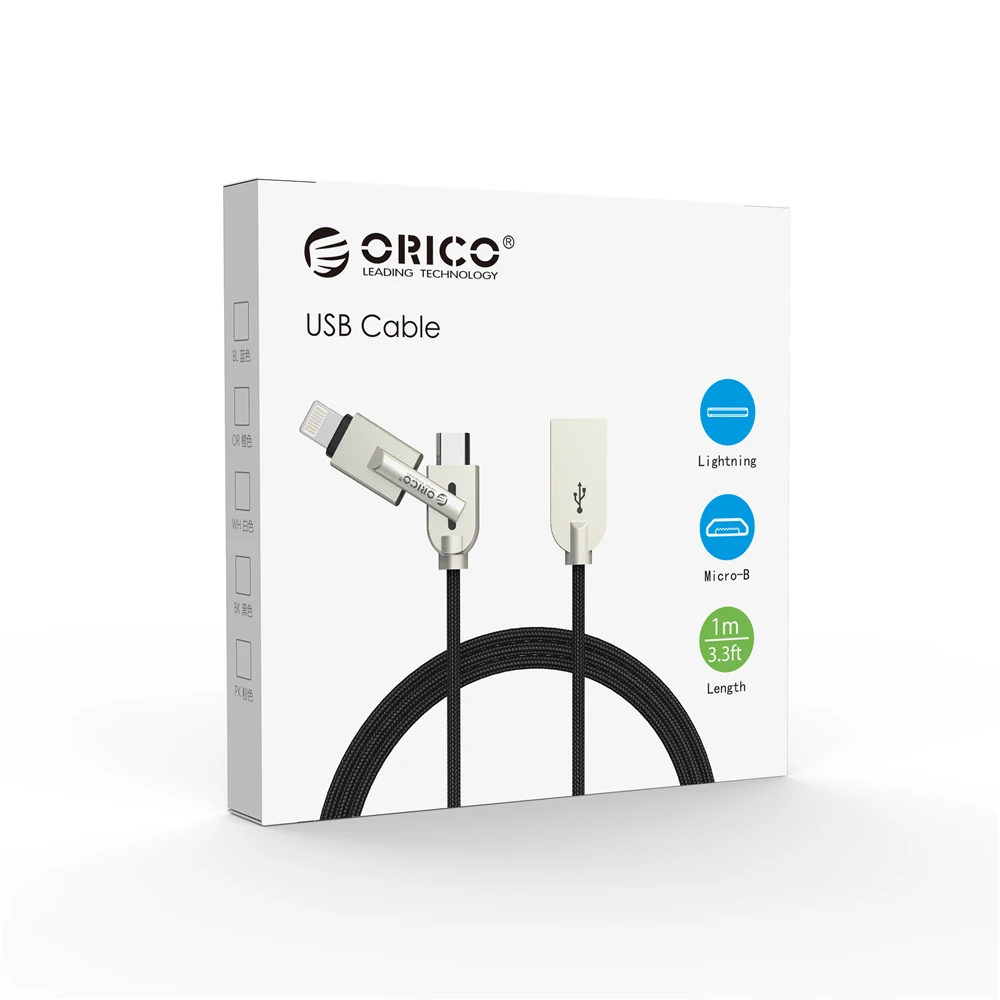 ORICO 2 в 1 USB для освещения и Micro USB кабель для зарядки и синхронизации Шнур для huawei iPhone x 8 plus iPad Android смартфон