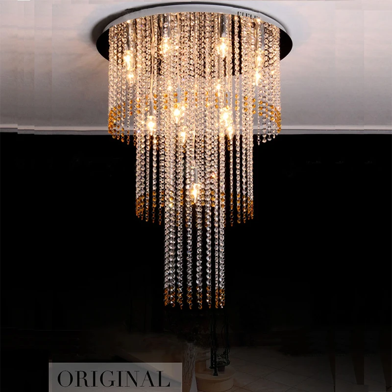 

Promotion sales flush mount modern crystal square chandelier lustre LED living room lights