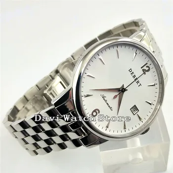 

Debert 40mm Sliver Stainless Steel Band White Dial Automatic Men Watch W2438