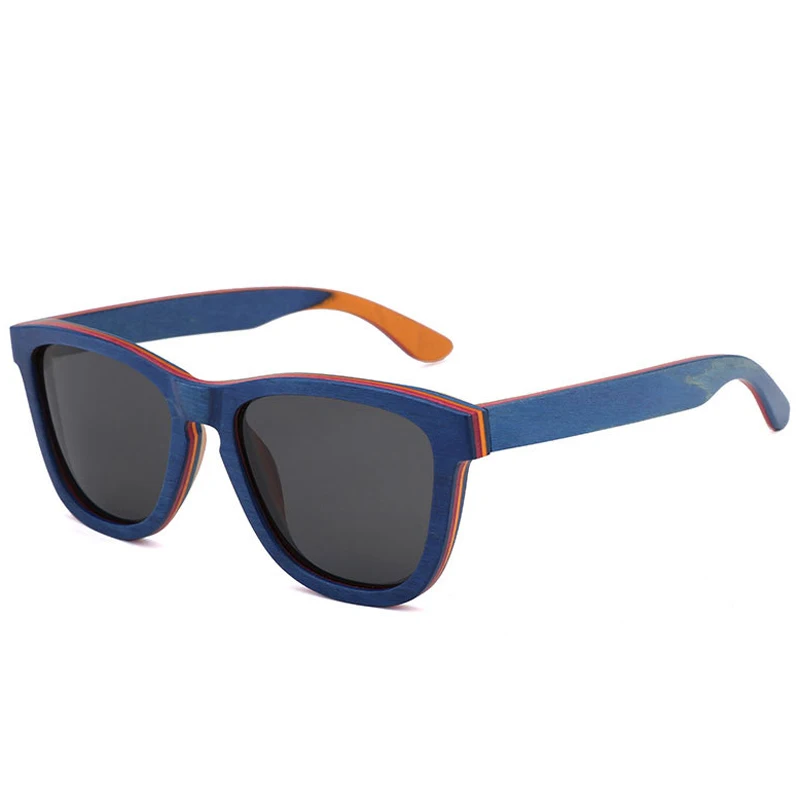 BerWer деревянные солнцезащитные очки для женщин женские деревянные очки винтажные Поляризованные скейтборд деревянные солнцезащитные очки для мужчин oculos de sol feminino - Цвет линз: grey lens