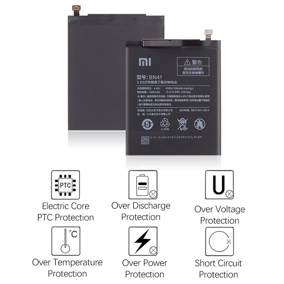 Xiaomi Original BN41 Phone Battery For Xiaomi Redmi Note 4 MTK Helio X20 Processor Replacement Fast Charging 4000mAh Batteries (5)
