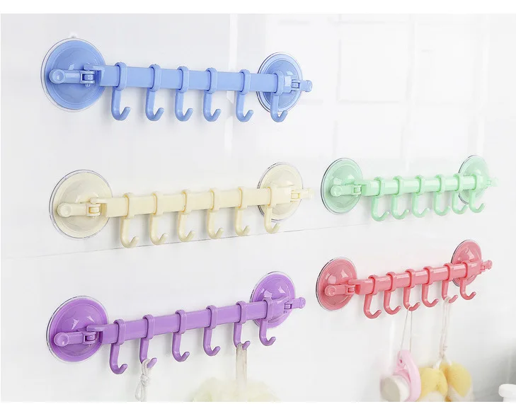 

1PC Adjustable Hook Rack Double Suction Cup Towel Rack Hanging Shelves Hook Holder Lock Type Sucker Kitchen Bathroom OK 0925