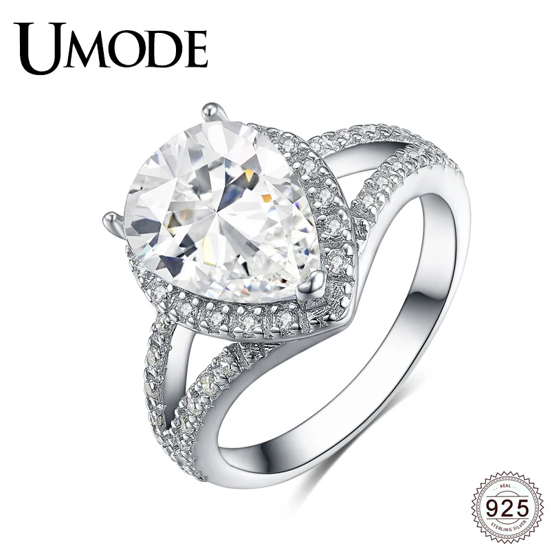 

UMODE Luxury Waterdrop CZ Stones Wedding Ring Band for Women 925 Sterling Silver Engagement Jewelry Bague Bijoux Femme ULR0511