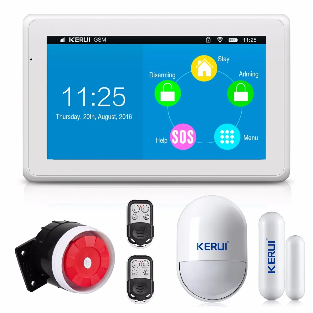 

KERUI New Product High-end 7 Inch Color Display Touch Screen WiFi GPRS GSM Multiple Pattern Burglar Home Security Alarm System