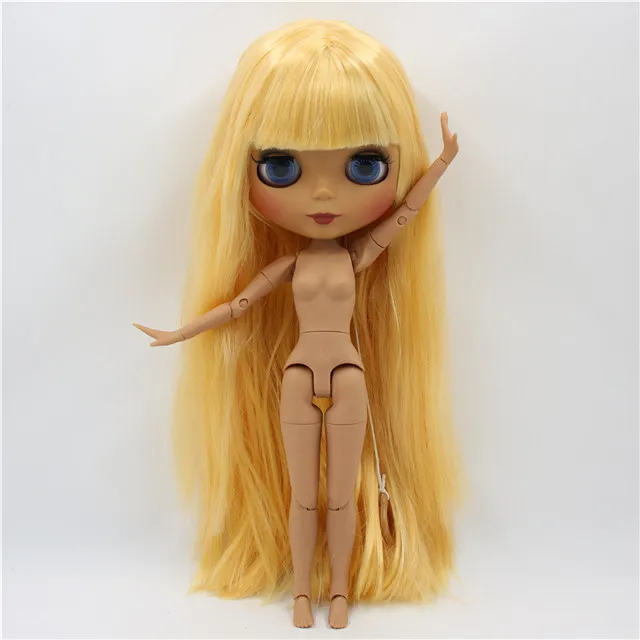 nude doll Ледяной фабрики Блит куклы 1/6 bjd совместных тело темно-матовая кожа лица mango прямые волосы BL0658 30 см - Цвет: nude doll