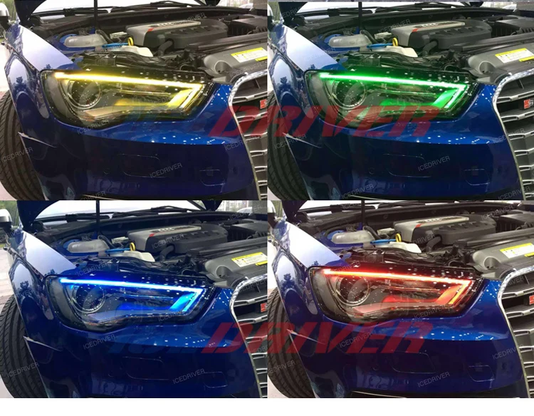 Icedriver для AUDI A3 S3 DRL RGB многоцветный светодиодный панели 2013- дневные ходовые огни красный синий Демон освещение для глаз лампы