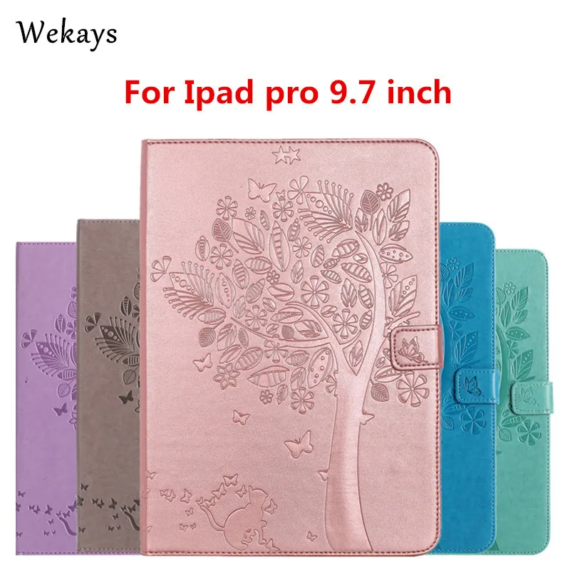

Wekays For iPad pro 9.7 inch Case Luxury Cartoon Cat and Tree Leather Flip Case For Apple iPad pro 9.7'' Stand Full Cover Capa