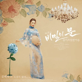 

Pregnant Women Flowers Evening Gowns Dress Maternity Photography Props Pregnancy Clothes Maxi Maternity Photography Dress YL529