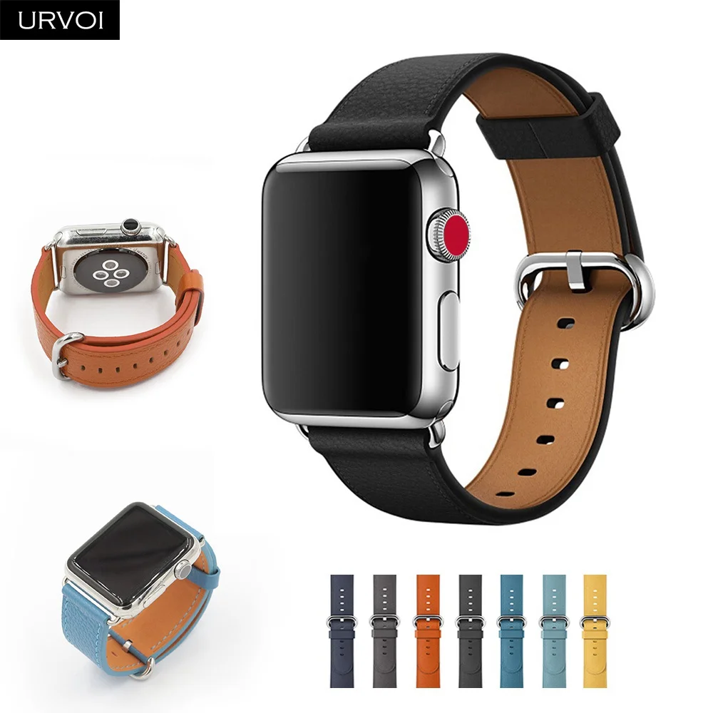 Meilleur URVOI bande de cuir pour Apple Watch series 4 3 2 1 boucle classique pour iwatch ceinture véritable Cuir Swift marque confortable