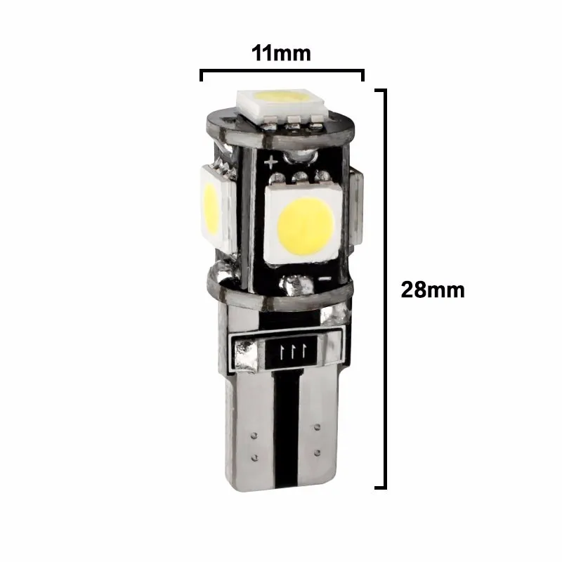 T10 5 SMD 5050 светодиодный Canbus безотказные автомобильные парковочные огни W5W 2825 501 168 5SMD автомобильные клиновые задние боковые лампочки для чтения DC 12V