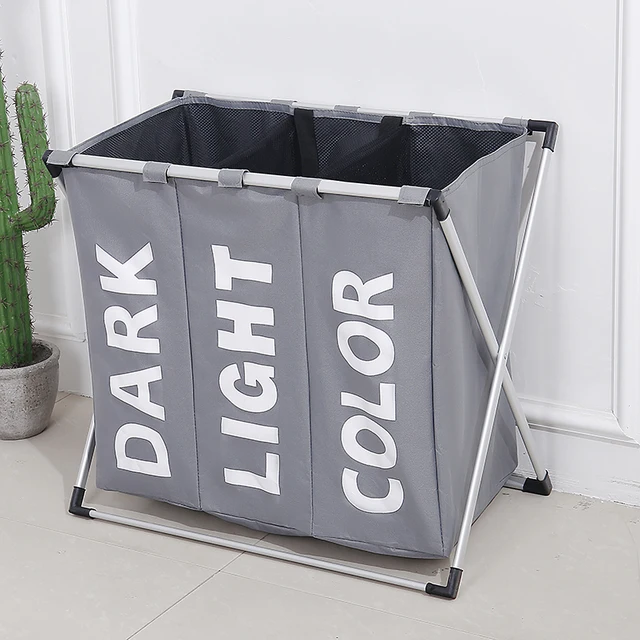 Shushi Collapsible Dirty Clothes Laundry Basket Three Grid Bathroom Shushi Collapsible Dirty Clothes Laundry Basket Three Grid Bathroom Hamper Organizer Home Office Metal Storage