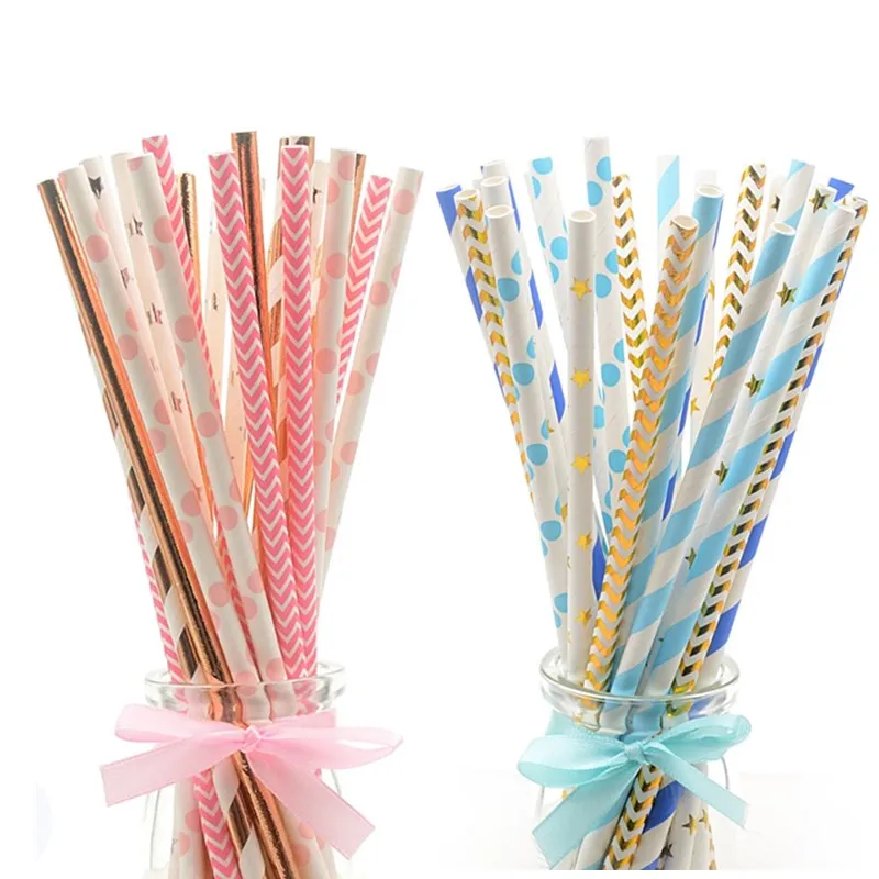 

25pcs Foil Gold Rose Gold Silver Paper Straws Wedding Favors Star Drinking Straws Birthday Party Decoration Kids Party Supplies