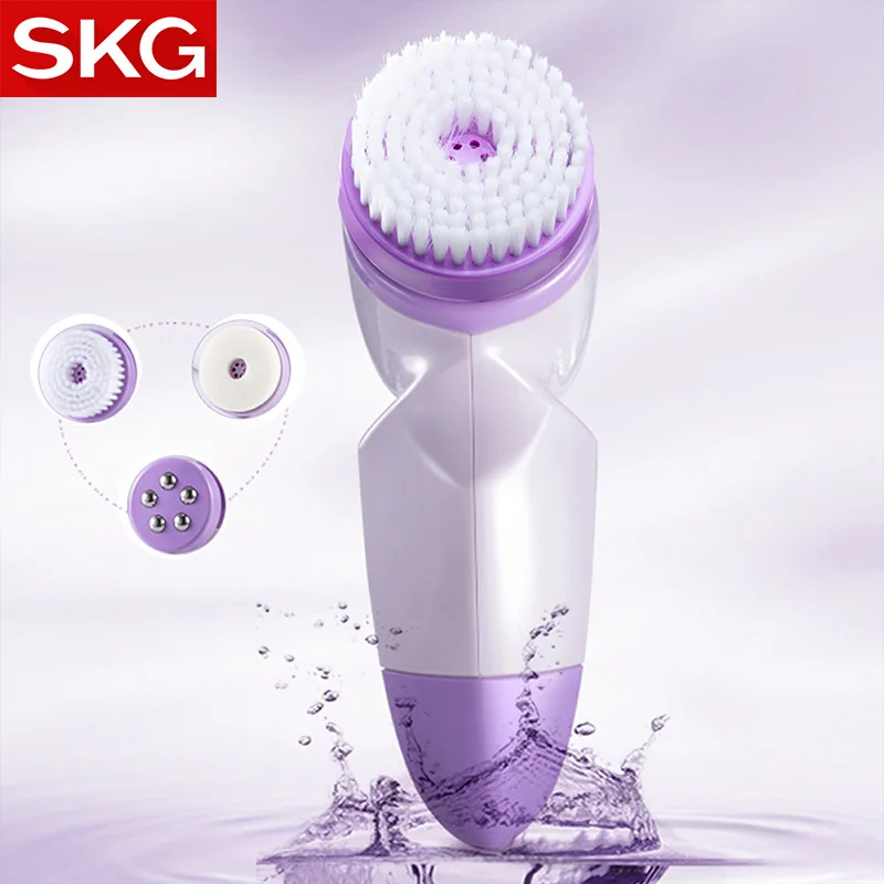 SKG Waterproof Facial Cleansing Brush Exfoliator Body and Face Scrubber Electric Face Massager