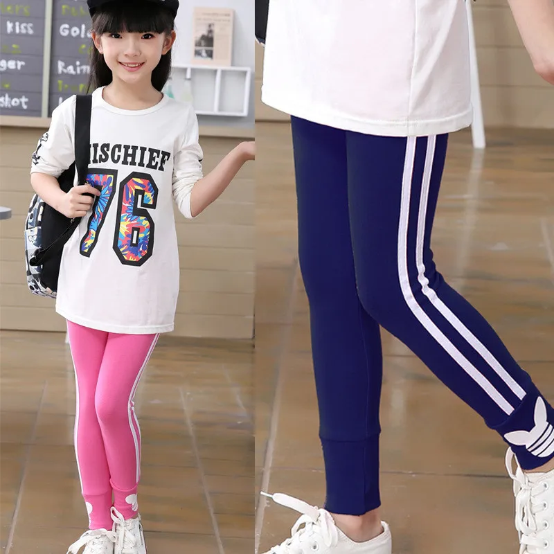 2018 New Autumn Girls Leggings Solid Cotton Kids Leggings Slim Pants Children's Long Trousers Girls Sport Pants For 4-10 Years