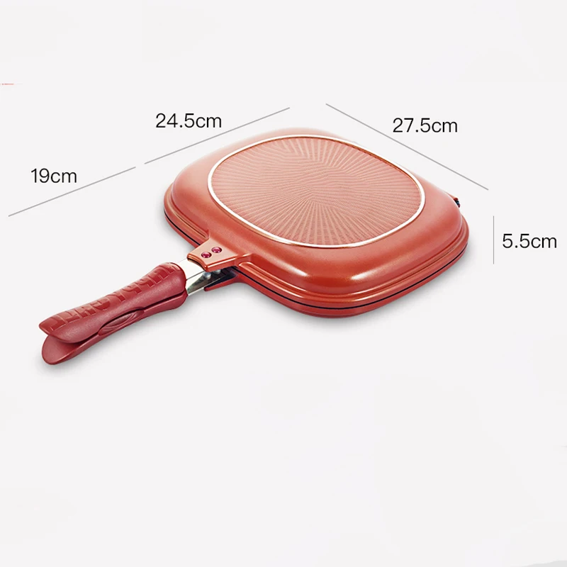Антипригарная двухсторонняя сковорода, красная известная Корейская Складная сковорода для жарки рыбы, первоклассная сковорода