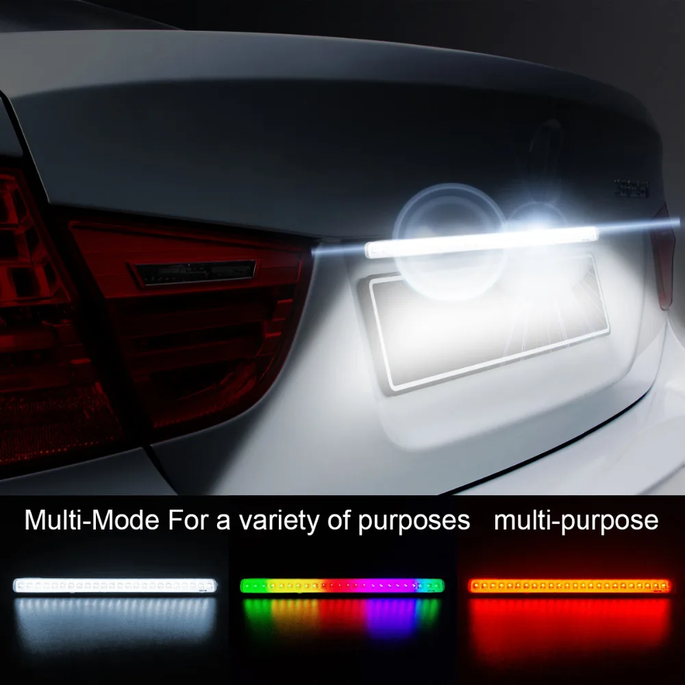 Universal RGB LED License Plate Light Car Brake Tail Reverse Turn Signal Flowing Universal RGB LED License Plate Light Car Brake Tail Reverse Turn Signal Flowing