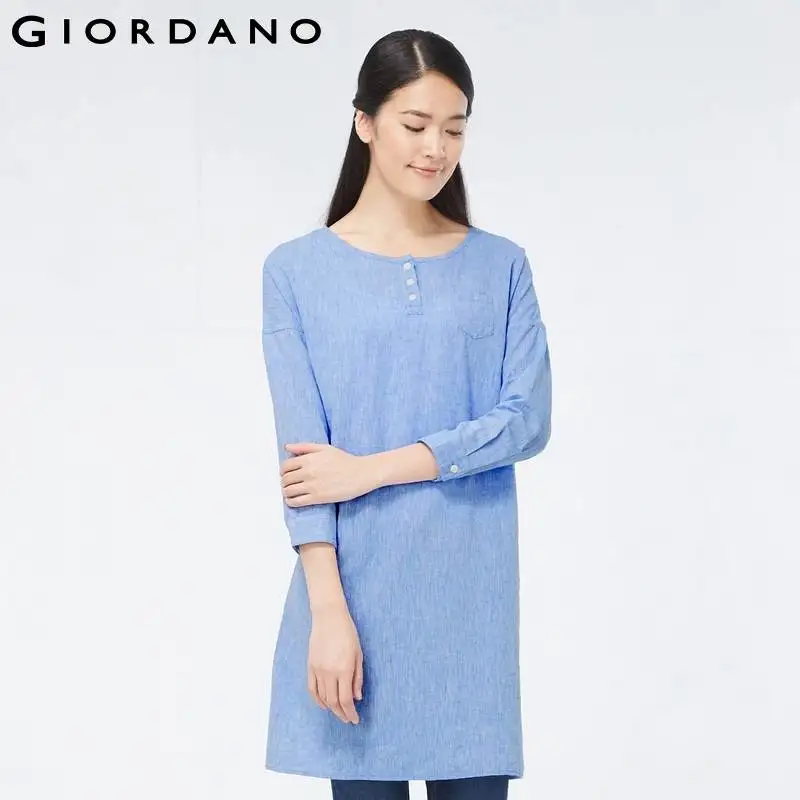 Giordano Women Collarless Shirt Dress 