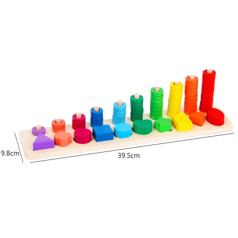 Деревянная обучающая Математика игрушки для детей материалы montessori обучение количество номера, соответствующие цифровой Форма матч раннего образования - Цвет: Shape