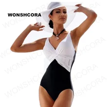 Цельный купальник для девочек 4XL Плюс Размер Купальники Лоскутные купальные костюмы больших размеров s Высокая талия 5 цветов пляжная одежда сексуальное бикини