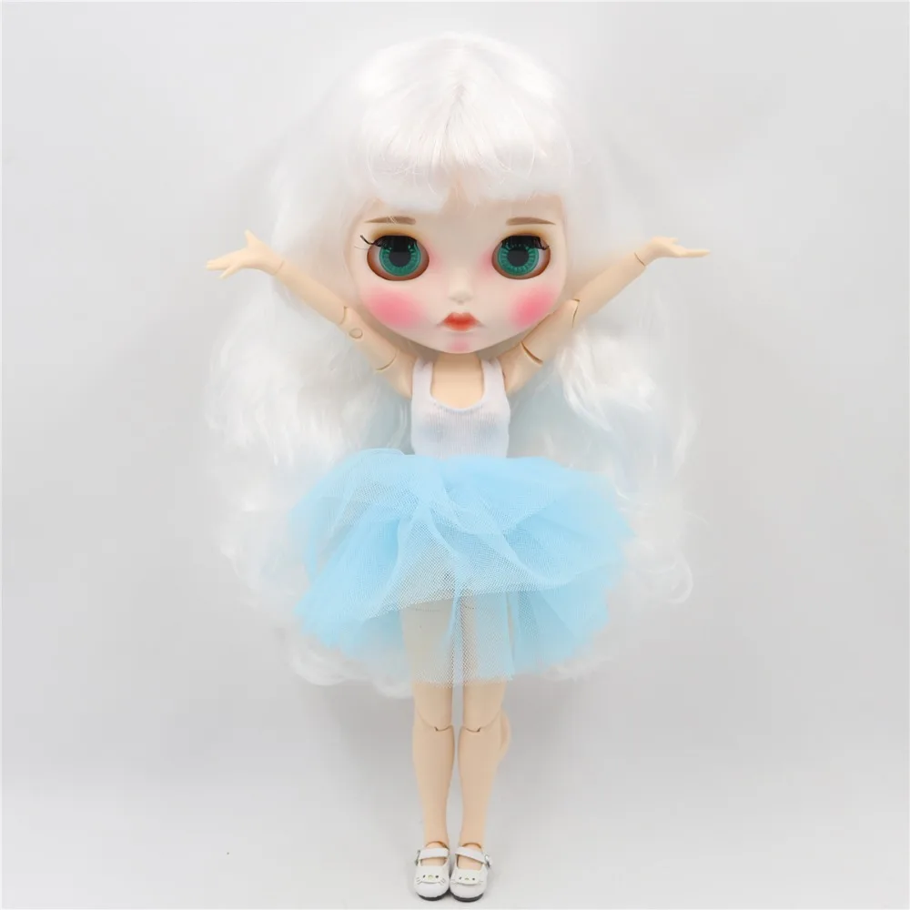 Заводская кукла blyth 1/6 bjd белая кожа суставы тела белые волнистые волосы Новые матовые лица резные губы с бровью индивидуальные лица BL136