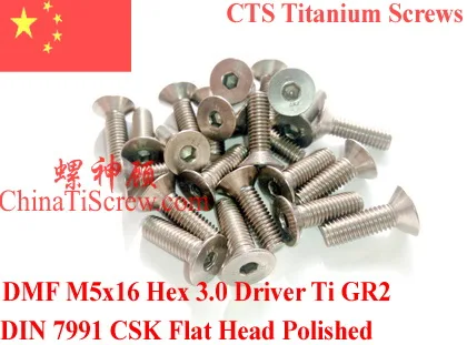 

Titanium screws M5x16 DIN 7991 Hex 3.0 Driver Ti GR2 10 pcs