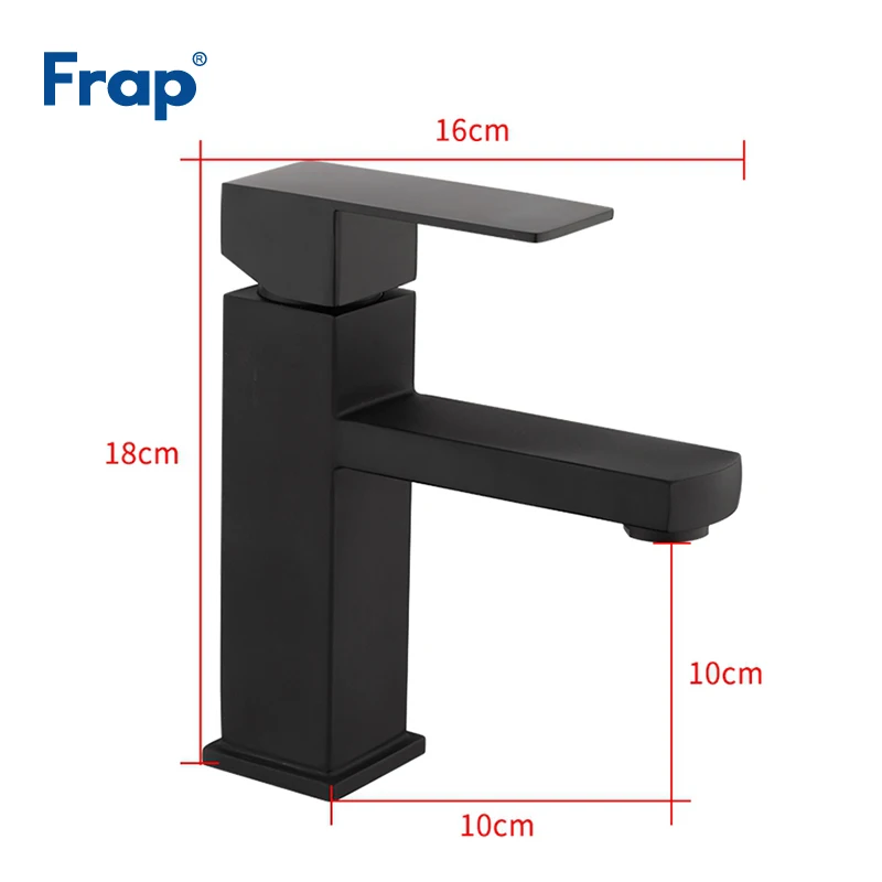 Frap Black Square Bathroom Sink Faucet Stainless Steel Basin Faucet Wash Tap Bathroom Toilet Deck Mounted Basin Mixer Tap Y10170 4