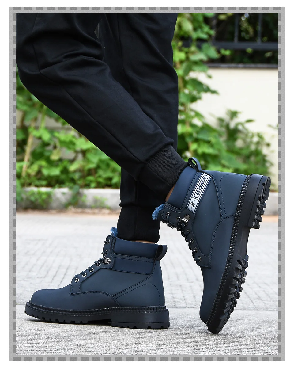 BONA/ Новые Дизайнерские теплые мужские ботинки из нубука Мужская обувь зимние ботинки для взрослых Мужская зимняя обувь уличная Мужская удобная обувь