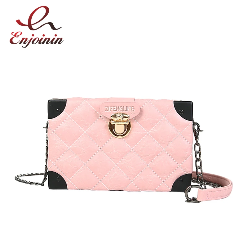 Simple Rhombic Design Buckle Fashion Pu Leather Box Style Women's