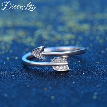 

New Arrivals 925 Sterling Silver Crystal Cupid Arrown Love Rings for Women Adjustable Size Ring Fashion sterling-silver-jewelry