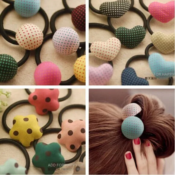 

2018 New Button Hair Accessories for Girls Kids Women Elastic Hair Bands Rubber Bands Headwear