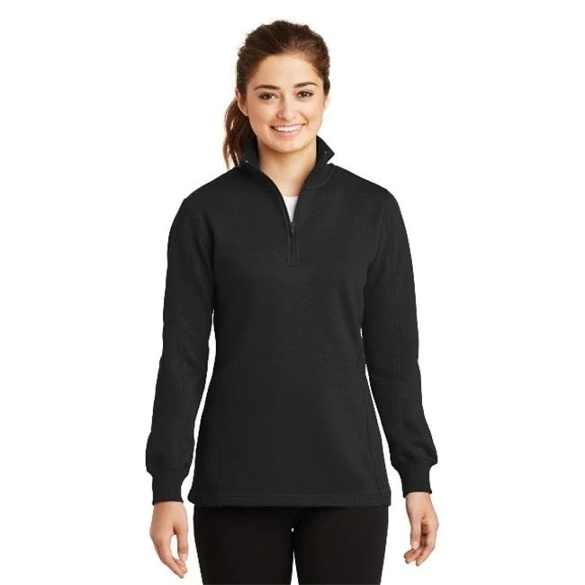 Sport-Tek LST253 Ladies 1 by 4 Zip Sweatshirt Black - Small
