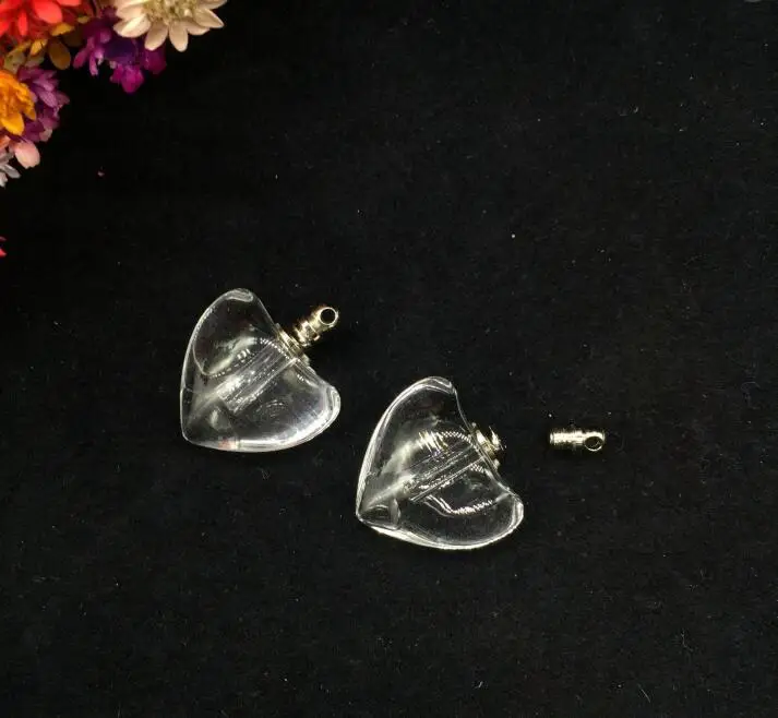 50pcs/lot fashion hearts shape crystal vials pendants rice vial pendant
