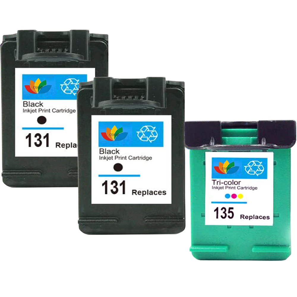 3x Refilled ink cartridges for compatible hp 131 135 Photosmart 2573