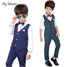 Boys Formal Tuxedo Dress Suits kids Weeding Sets Vest Pants 2pcs Kids Costumes Children Fashion Clothing