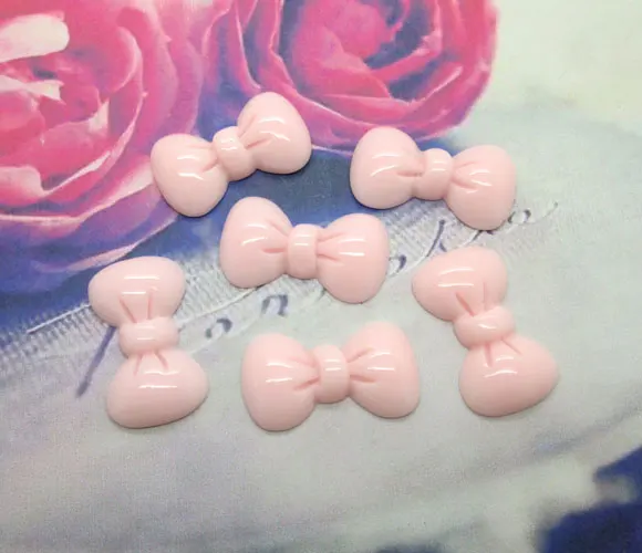 

50Pcs Resin Light Pink Bowknot Crafts Flatback Cabochon Scrapbooking Decorations Fit Hair Clips Embellishments Beads Diy