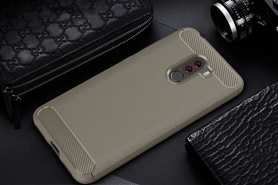 TOMKAS Phone Case Silicon Cover On For Xiaomi Pocophone Poco F1 PocoF1 PocophoneF1 Carbon Fiber Case Soft TPU Global Xiomi Funda (12)