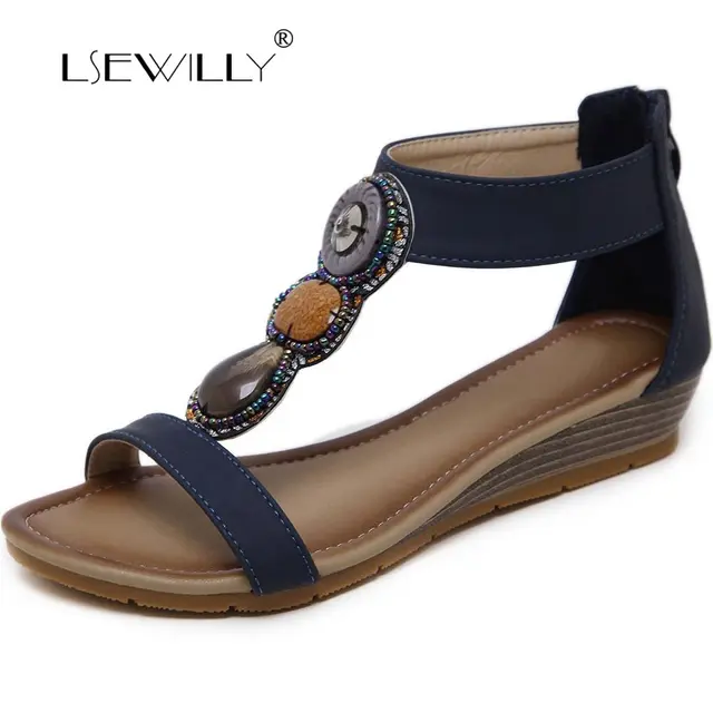Lsewilly Women Sandals 2018 Hot Sale Bohemia Female Summer Wedge Heel Sandals Women Comfortable Flip Flops Women Shoes S033