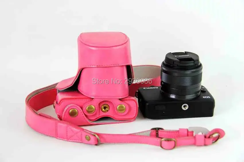 Роскошный чехол для камеры, сумка для Canon EOS M10 EOSM10 M100 из искусственной кожи, сумка для камеры с ремешком, открытая батарея