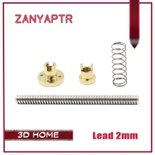 Lead 2mm Anti-Backlash Nut + 200mm 300mm 400mm 500mm T-type Stepper Motor Trapezoidal Lead Screw 8MM T8 For 3D Printer & CNC