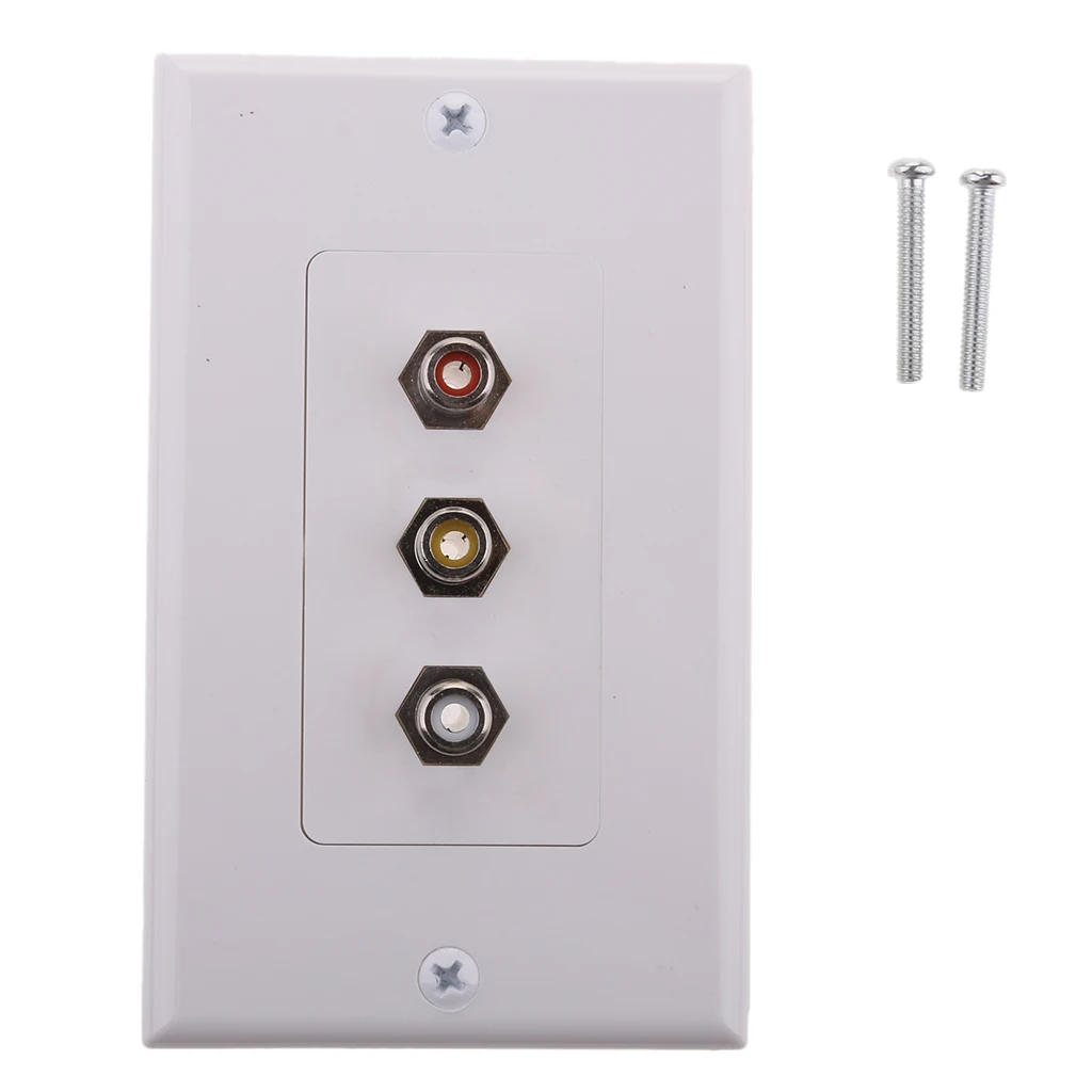

3 RCA Video Yellow & RED & WHITE Audio Connector AV Wall Plate Decoration US