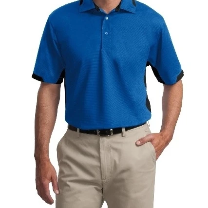 Port Authority K524 Mens Dry Zone Colorblock Ottoman Polo T-Shirt Royal & Black - 5XL (1)