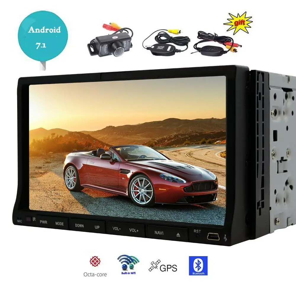 Беспроводной резервного копирования Камера+ Android 7.1 dvd-плеер автомобиля Wi-Fi Bluetooth FM/AM Радио в тире GPS навигатор видео аудио мультимедийный плеер