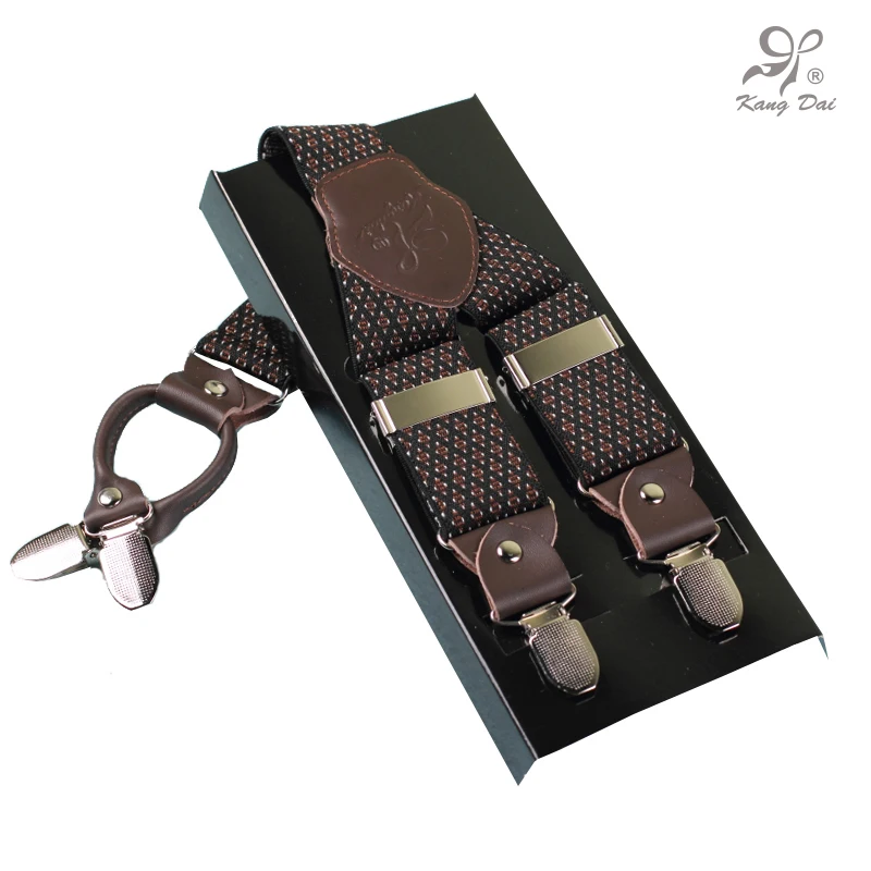 KANGDAI New Fashion Men's Suspenders Belt With 4 Clips And Adjustable